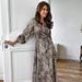 Aria Basics Aria Basics 2024 European American Autumn Satin Leopard Print Sleeve Cardigan Long Nightgown Soft And Comfortable Women's Homewear_ecoleips.com