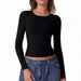 Top Autumn T-shirt Round Neck Spicy Girl Long Sleeve Hoodie Milk Silk Bottom Shirt Women's_ecoleips.com
