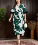 Elegant Tie-Dye Maxi Dress With Feather Trim – High Waist, V-Neck & Flowy Fit For Women (0XL-4XL) | Office To Party Chic_ecoleips.com