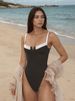 European And American Patchwork Fashion Conservative Belly Conceal One-Piece Swimsuit, Stylish And Comfortable Beachwear_ecoleips.com
