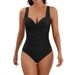 Women's Clothing One Piece Swimsuit Sexy Solid Color Covering Swimsuit_ecoleips.com
