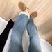 2024 Women's Jeans High Waist New Large Size Slimming Loose Versatile Narrow Version Pear Shape Body Wide Leg Fleece_ecoleips.com