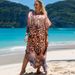 Women's Floral Print Beach Cover Up Dress - Lightweight 100% Cotton Kimono Robe For Swimwear, Sun Protection & Vacation, Boho Chic Summer Outerwear_ecoleips.com