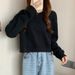 Autumn Korean Version Simple Solid Color Loose Short Long Sleeve Crew Neck Sweatshirt Female Student Top Wholesale_ecoleips.com