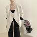 Black White Color-blocking Chinese-style Modern Chinese Blazer With V-neck, Elegant Women's Clothing, New Spring And_ecoleips.com