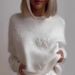 Women's Clothing Cozy Loose Knit Sweater With Lace Crochet Detail, Long Sleeve Pullover Top For Women - White/Grey (S/M/L)_ecoleips.com