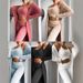 Women's Clothing Sexy V-Neck Fleece Short Top & Long Pants 3-Piece Set - Casual Lounge Wear In White, Pink, Black, Camel, Light Blue (S/M/L/XL)_ecoleips.com