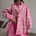 Women's Clothing Shirt Fashion Loose Plaid Retro Old Tattered Style Long Sleeved Shirt_ecoleips.com