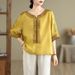 A Loose-Fitting Summer Top That Helps Slim The Figure And Conceal Excess Fat, Made From Cotton-Linen Fabric With Medium_ecoleips.com