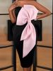 K Sexy One Shoulder Dress With Strapless Contrasting Bow Tie Dress_ecoleips.com