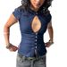 Summer Chic Cutout Top For Women - Stylish Hollow Out Sexy Tee With Buttons, Casual Streetwear Fashion Fit_ecoleips.com