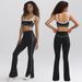 Nude High Elastic Sports Contrast Color Bra Strap Hip Lift Fitness Flared Trousers Yoga Sports Street Suit_ecoleips.com