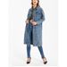 Men's And Women's Distressed Denim Jacket with Polo Collar Long Sleeve Overshirt Streetwear Fashion Blue Coat_ecoleips.com