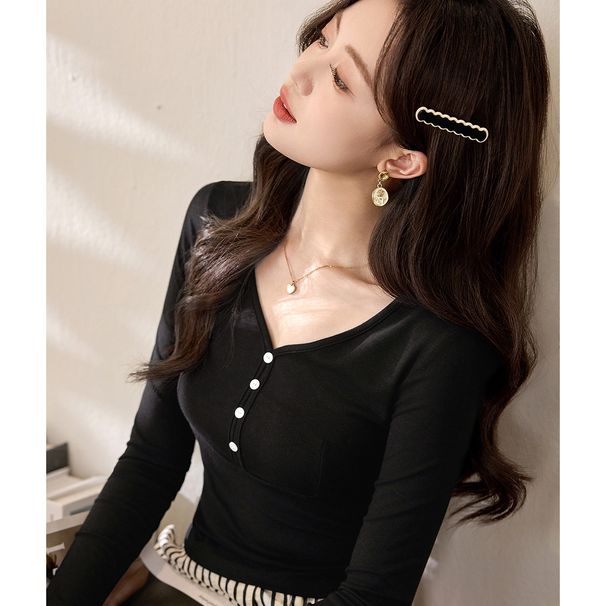 2025 #High Quality Products # Temperament And Age Reducing Design Sense T-Shirt For Women's Long Sleeved 2025 Autumn Outfit_ecoleips.com