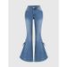Cross-border European And American Four-season Stretch SMX Lace-up Bow Slim-fit Women's Mid-waist Flared Jeans_ecoleips.com