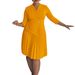 Elegant A-Line Pleated Dress With Notched Collar - Plus Size Women's Office Dress In Soft Stretch Polyester_ecoleips.com