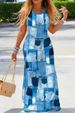 Women's Navy Blue Tie-Dye Halter Maxi Dress With Sleeveless Loose Fit - Boho Chic Summer Vacation Beach Evening Gown For Casual_ecoleips.com