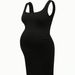 Women's Clothing Pregnant Women Waist Sleeveless Tight Black And White Striped Shaping Hip Casual Dress_ecoleips.com