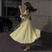 Floral Maxi Dress Women's V Neck Short Sleeve Tie Waist Casual Summer New Style European American Style One Piece Dress_ecoleips.com