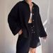 Women's Clothing Wrinkled Lapel Long Sleeved Shirt High Waisted Drawstring Shorts Fashionable Casual Two Piece Set_ecoleips.com