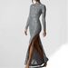 Women's Clothing Glitter High Neck Long Sleeve Bodycon Dress With Backless & Slit Design – Trendy Party & Evening Wear (Black, Silver)_ecoleips.com
