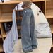 Women's Sparkly Rhinestone Embellished Denim Jeans Fleece Lined Slimming Wide Leg Plus Size Straight Leg Pants_ecoleips.com