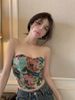 Tmall Douyin High-Quality Floral Print Tube Summer Backless Oil Painting Vintage Slim-Fit Short Top For Outerwear_ecoleips.com