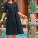 2026 Spring/Summer European And American . Independent Site Cotton Linen Round Neck Loose Casual Solid Color_ecoleips.com