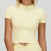 Zechuang Women's Yoga Sports Top Naked Feel Stand Collar Zipper Tight Fitting Short Sleeve Outdoor Running Fitness 4514_ecoleips.com