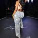 Women's Clothing Spring New Floral Graffiti Print Hole High Waist Loose Straight Jeans_ecoleips.com