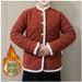 girl 2024 Winter Fleece-Lined Thickened For Women, Warm Cotton Coat, Chinese Style Loose Long-Sleeve Top, Large Floral Jacket_ecoleips.com