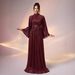 Elegant Long Sleeve Sequin Dress For Women - Glittery Off-Shoulder Evening Gown With High Waist & Bodycon Fit (Red, Xs/S/M/L/Xl)_ecoleips.com