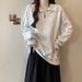 European American Style Half-zip Polo Collar Long-sleeve Sweatshirt Women, Thin Loose-fitting, Korean Version, Slimming_ecoleips.com