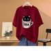 plus Size Women's Short Sleeve T-Shirt Cute Cartoon Print Flowy Loose Fit Tummy Control Casual Top for Curvy Figures_ecoleips.com