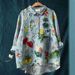 Women's Animal Print Long Sleeve Shirt, Oversized Hawaiian Style Button Down Shirt, Stretchy Polyester Casual Blouse For Women_ecoleips.com