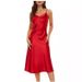 Women's Sleeveless Spaghetti Strap Satin Dress Cowl Neck Midi Elegant Dress for Cocktail Party Beach Party_ecoleips.com