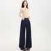 Denim Blue Curved Wide-leg Jeans For Women, 2025 Autumn/winter, Fleece-lined, Stylish, Loose-fitting, Slimming,_ecoleips.com