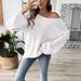 Women's Off-Shoulder Sweater Top Loose Fit Bell Sleeve Knit Pullover Casual Chic Streetwear_ecoleips.com