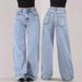 Women's High-Waisted Straight Leg Jeans – Trendy Baggy Fit, Stretch-Free Cotton Denim, Sweet & Edgy Streetwear Style_ecoleips.com