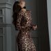 Women's Sexy Leopard Print Round Neck Long Sleeve High Waist Bodycon Mini Dress – Ins Style Club Gown_ecoleips.com