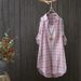 Long-Sleeved Checkered Shirt For Women, Mid-Length, Stylish And Slimming, Loose-Fitting Cardigan, Sun-Protective Coat, A_ecoleips.com