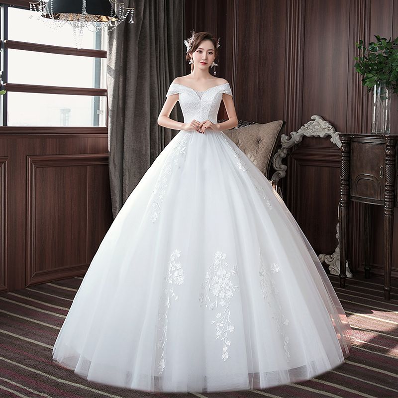 High-End Style Off-Shoulder Light Lace Wedding Dress Slim Fit Brides Gown New Women's Clothing_ecoleips.com