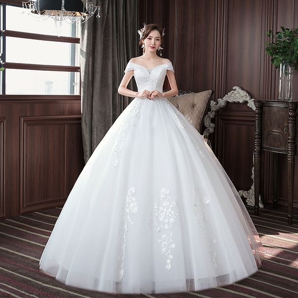 High-End Style Off-Shoulder Light Lace Wedding Dress Slim Fit Brides Gown New Women's Clothing_ecoleips.com
