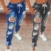 Women's Clothing Elastic Waist Women's Jeans High Waist Ripped Small Feet Lace Up Trousers_ecoleips.com