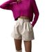 Aria Basics Aria Basics PU Leather European And American Style Cross-border Women's Clothing 2025 Summer New Loose A-line Wide-leg Zipper Shorts_ecoleips.com