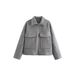 Women's Woolen Jacket Large Pocket Multi-colored Zipper Casual Lapel Versatile Loose Coat_ecoleips.com