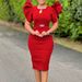D580 European And American Cross-Border Summer Round Neck Ruffle Sleeve Rhinestone Bodycon Party Banquet Hollow Out_ecoleips.com