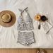 Retro Striped Minimalist Two Piece Bikini High Waisted Slimming Tummy Concealing Sophisticated Sweet Perfect for Hot Spring Vacations Swimwear_ecoleips.com