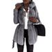 Women's fur coat Women's belted hooded solid color zipper jacket_ecoleips.com