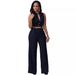 Women's Clothing Sexy Stand Collar Women's Jumpsuit Independent Standing Single Breasted High Waist Hip Wide Leg Pants With Belt_ecoleips.com